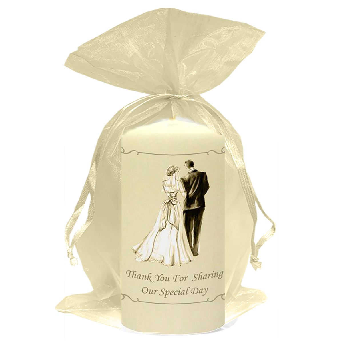 Personalised Thank you Wedding Favour - Vintage Bride & Groom Gold Script