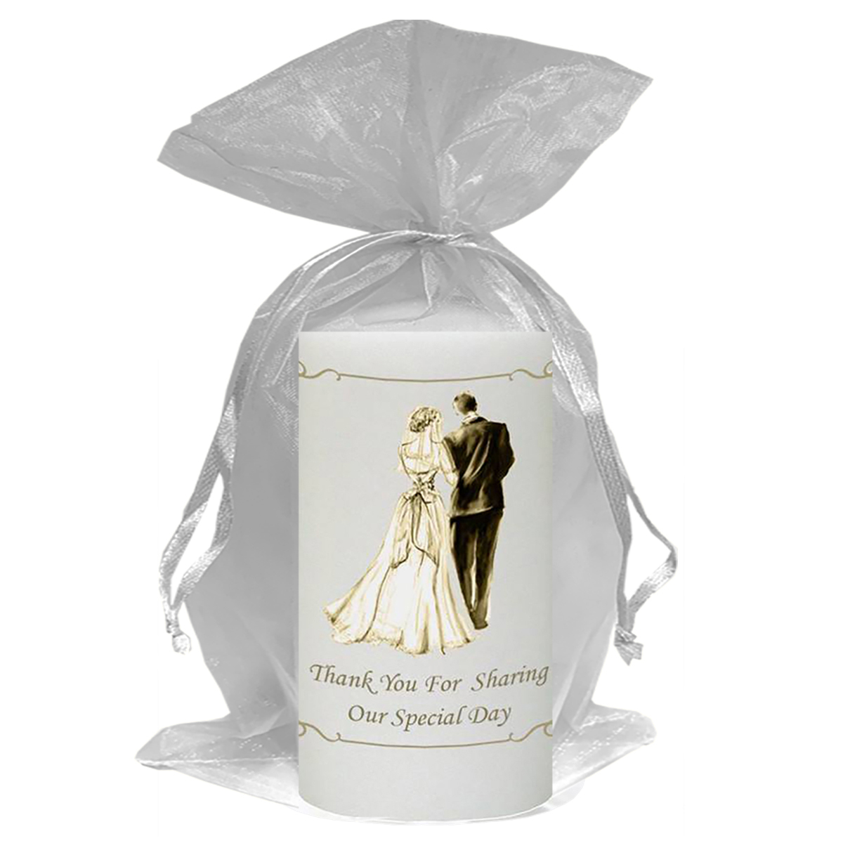 Personalised Thank you Wedding Favour - Vintage Bride & Groom Gold Script