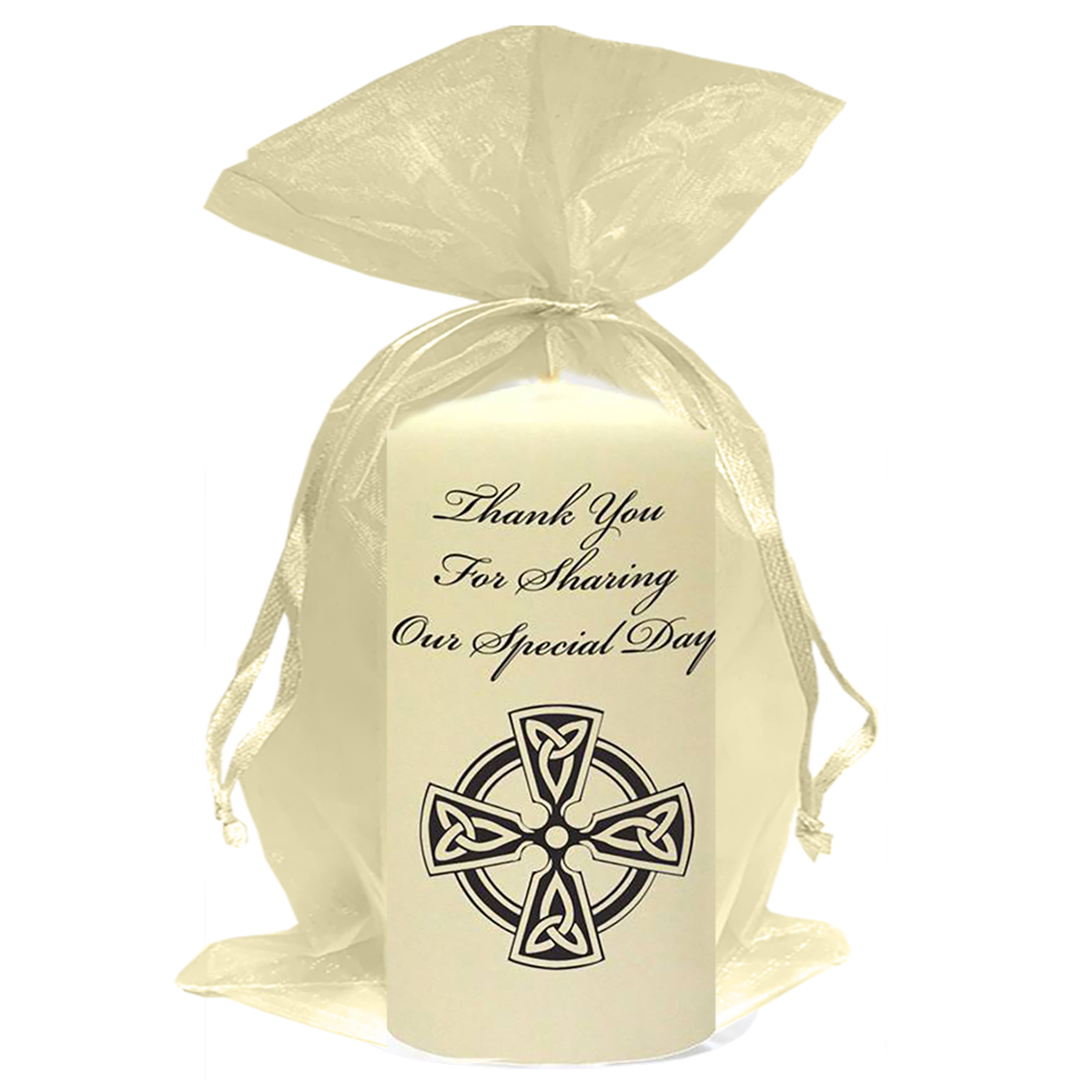 Personalised Thank you Wedding Favour - Trinity Cross Black Script
