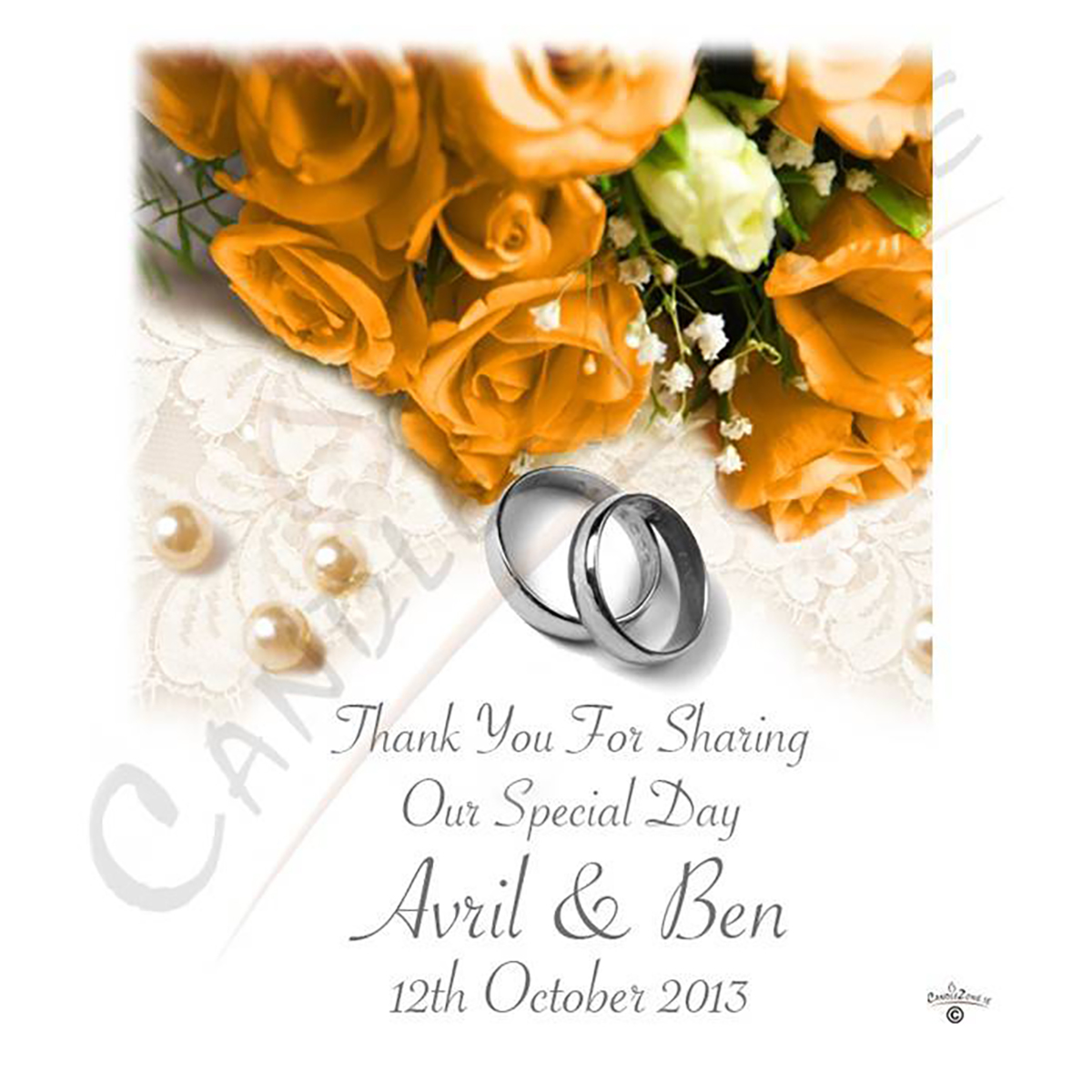 Personalised Thank you Wedding Favour - Pearls
