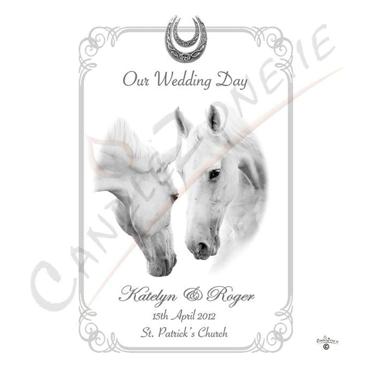 Personalised Wedding Candles - Wild Horses Silver Script