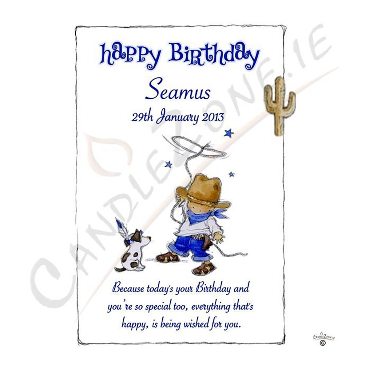Personalised Birthday Candle - Little Cowboy