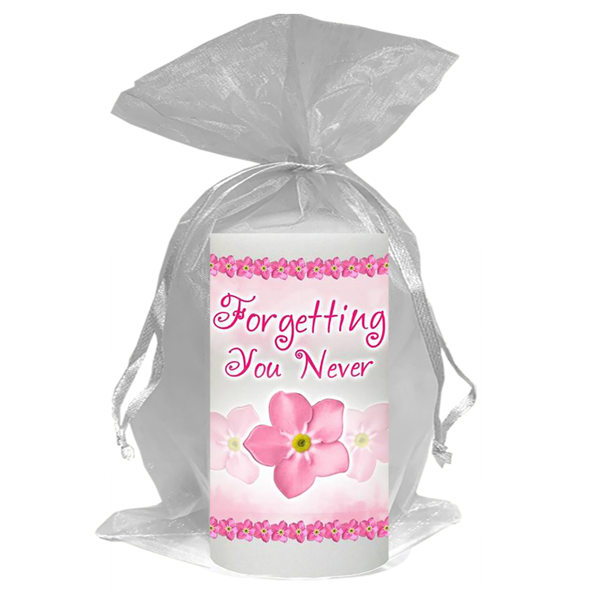 Personalised Remembrance Favour Candle - Forget Me Not Pink