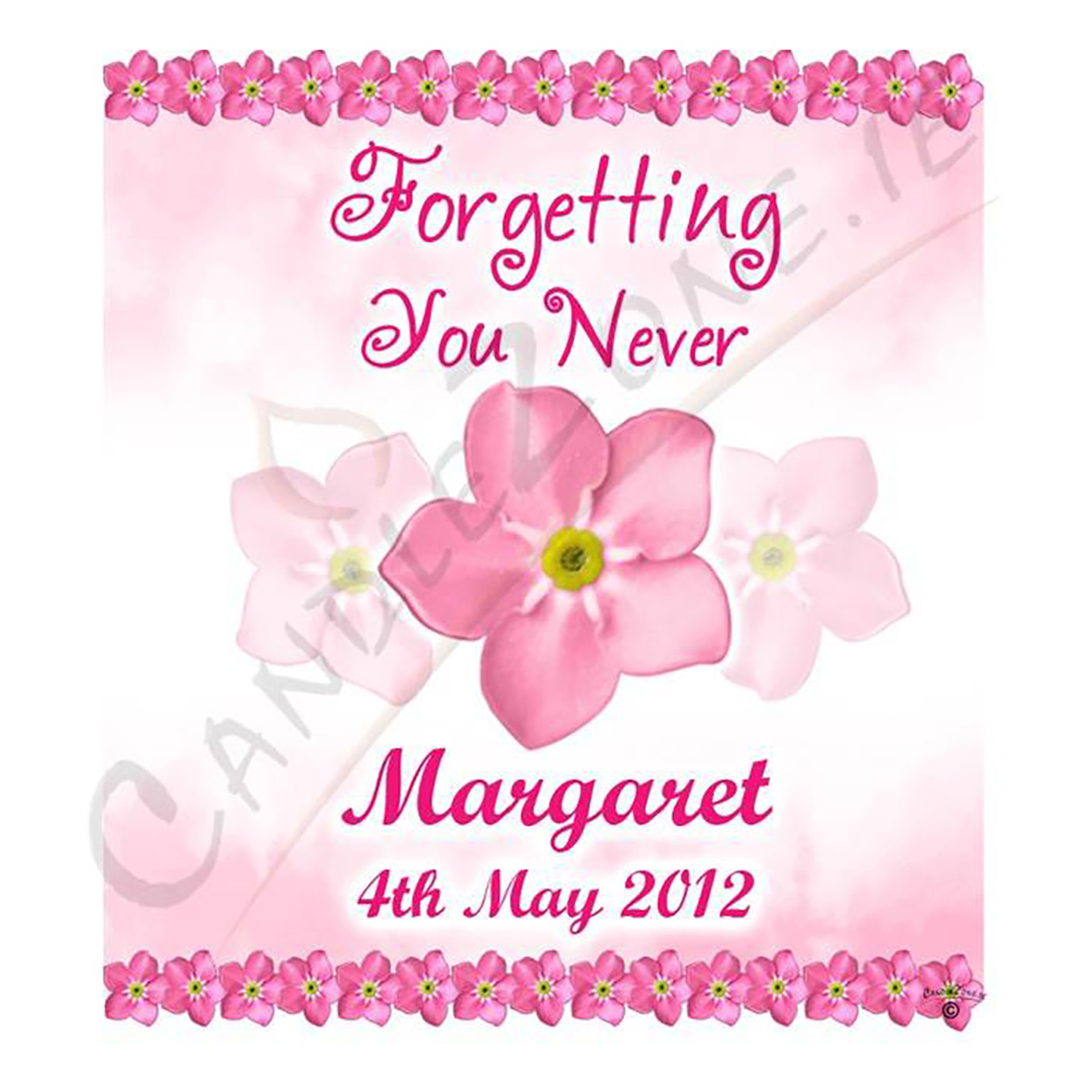 Personalised Remembrance Favour Candle - Forget Me Not Pink