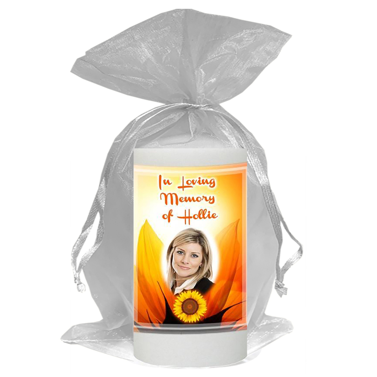 Personalised Remembrance Favour Candle - Sunflower with Photo