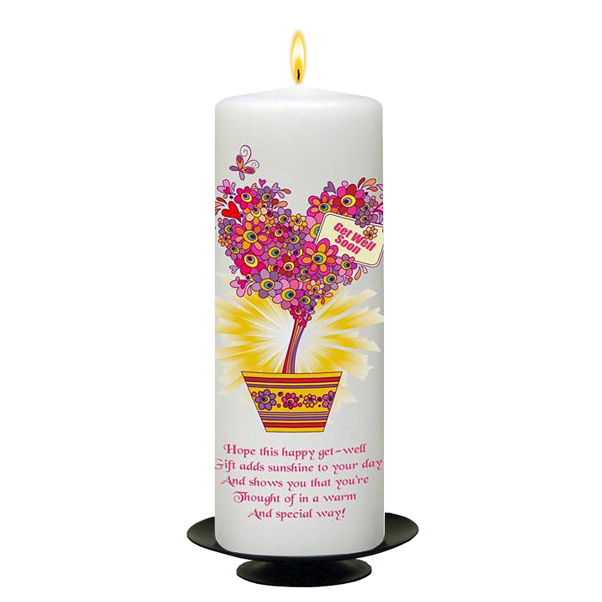 Personalised Get Well Soon Candle Gift - Love Heart Flowers