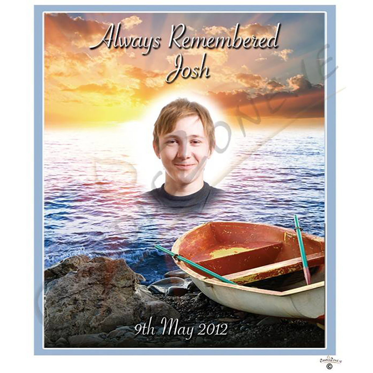 Personalised Remembrance Favour Candle - Sea & Boat Boy with Photo