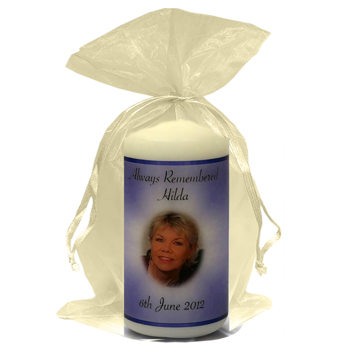 Personalised Remembrance Favour Candle - Purple Photo