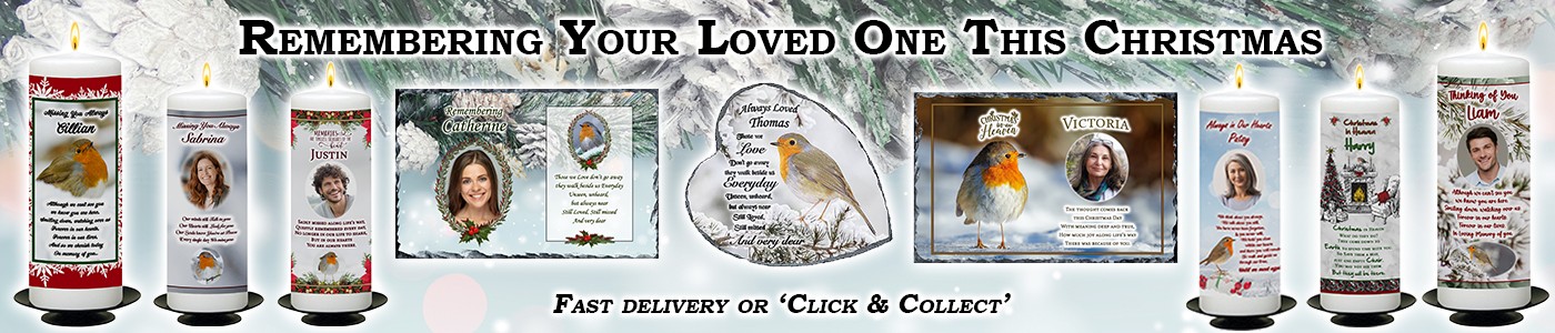 Made to order personalised Christmas Remembance Candles and Photo Slates